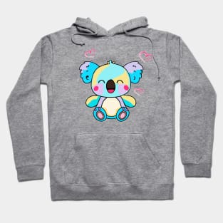 Happy smiling baby koala bear with love hearts. Kawaii cartoon Hoodie